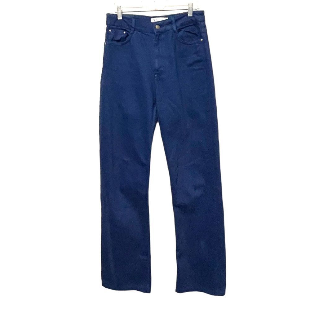 ZARA Women’s True Blue Super High Rise Rigid Straight Fit Jeans 8